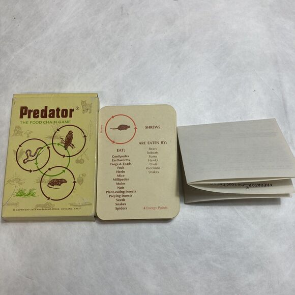 1973 Predator The Food Chain Game Ampersand Press Vintage 70s Science Card Game - Picture 1 of 5